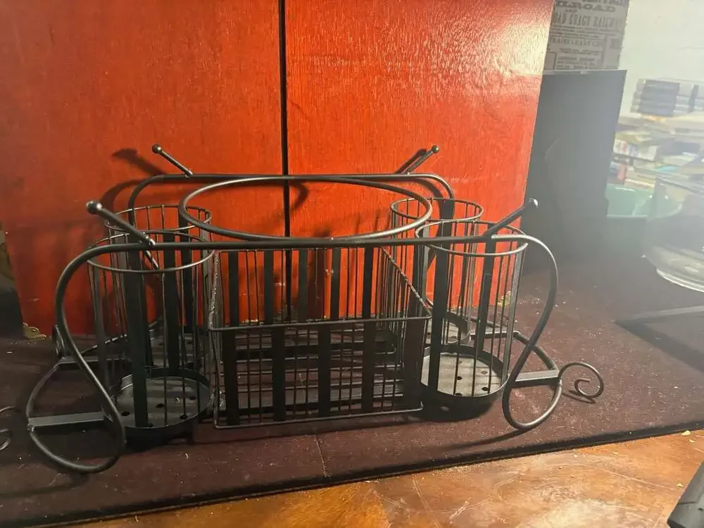Sorbus Black Metal Buffet Caddy with Utensil, Napkin, and Plate Holder